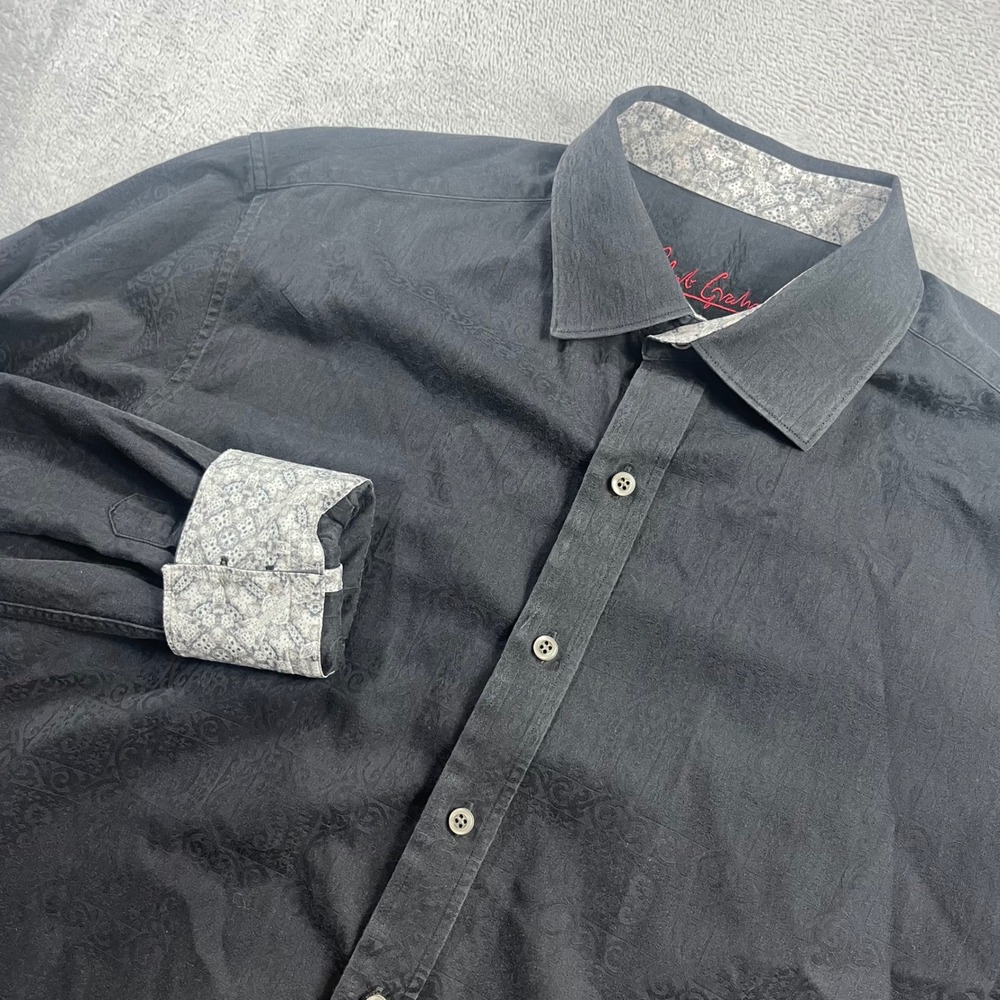 Robert Graham Mens XL Black Tonal Paisley Jacquard Long Sleeve Button Down Shirt